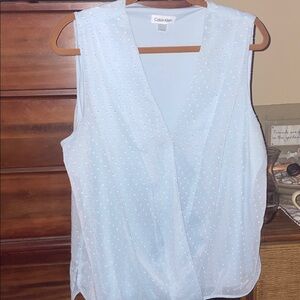 Calvin Klein Pale Blue Sleeveless Dotted Wrap Camisole